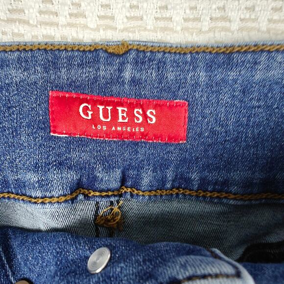 Guess Blue Denim Jean Shorts Double Button High Rise Size 32 NEW - Picture 5 of 8